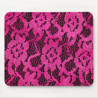 Hot Pink/Black Lace-Look Mouse Pad