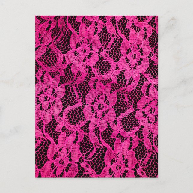 Hot Pink/Black Lace-Look Postcard (Front)