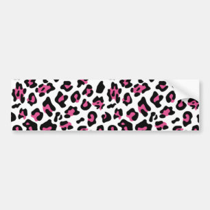 Hot Pink Black Leopard Animal Print Pattern Bumper Sticker