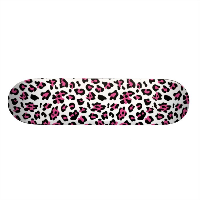 Hot Pink Black Leopard Animal Print Pattern Custom Skateboard