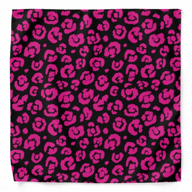 Hot Pink Black Leopard Print Bandana (Front)