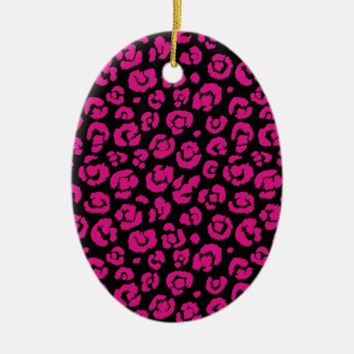 Hot Pink Black Leopard Print Ceramic Ornament