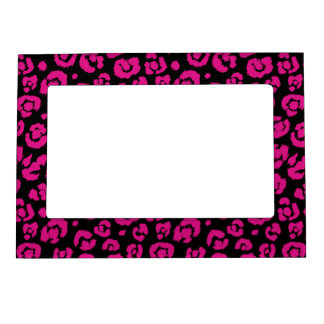 Hot Pink Black Leopard Print Magnetic Photo Frame