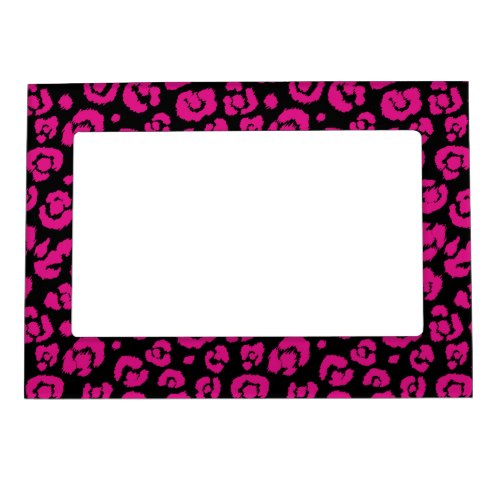 Hot Pink Black Leopard Print Magnetic Photo Frame