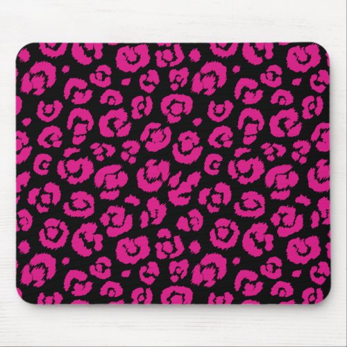 Hot Pink Black Leopard Print Mouse Pad