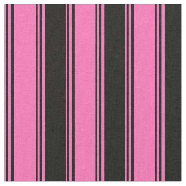 Hot Pink & Black Lined/Striped Pattern Fabric (Close Up)