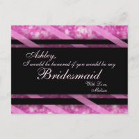 Hot Pink, Black | Maid of Honor Postcard