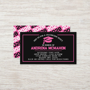 Hot Pink & Black Mini Graduation Invites