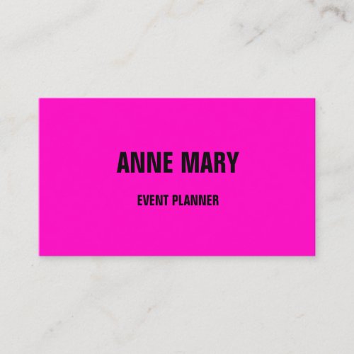 Hot Pink Black Modern Bold Bright Colorful Trendy Business Card