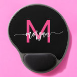 Hot Pink Black Modern Script Girly Monogram Name Gel Mouse Pad<br><div class="desc">Add a pop of color to your workspace with our Hot Pink Modern Script Girly Monogram Name Mouse Pad! Featuring a vibrant hot pink design and personalized with your name in a chic modern script, this mouse pad blends style with practicality. The smooth surface ensures precise mouse movements, while the...</div>