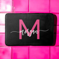 Hot Pink Black Monogram Girl's Dorm Room