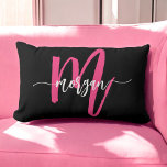 Hot Pink Black Monogram Girl's Dorm Room Lumbar Pillow<br><div class="desc">IAdd a pop of color to your dorm with our Hot Pink Monogram Girl's Dorm Room Lumbar Pillow! This vibrant pillow features a bold hot pink design, personalized with your monogram for a chic, custom touch. Perfect for adding comfort and style to your bed or chair, it’s a must-have for...</div>