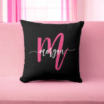 Hot Pink Black Monogram Girl's Dorm Room Throw Pillow<br><div class="desc">Add a pop of color to your dorm with our Hot Pink Monogram Girl's Dorm Room Pillow! This vibrant pillow features a bold hot pink design, personalized with your monogram for a chic, custom touch. Perfect for adding comfort and style to your bed or chair, it’s a must-have for any...</div>