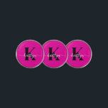Hot Pink Black Monogram Golf Ball Marker<br><div class="desc">These simple,  modern golf ball markers with your first name in a trendy script font in white and your first initial in a modern cap font in black on hot pink are perfect for you.  They're stylish and trendy and yet very classic. They're unique - like you!</div>