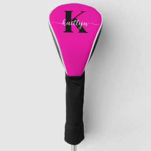 Hot Pink Black Monogram Golf Head Cover