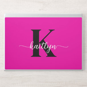 Hot Pink Black Monogram HP Laptop Skin