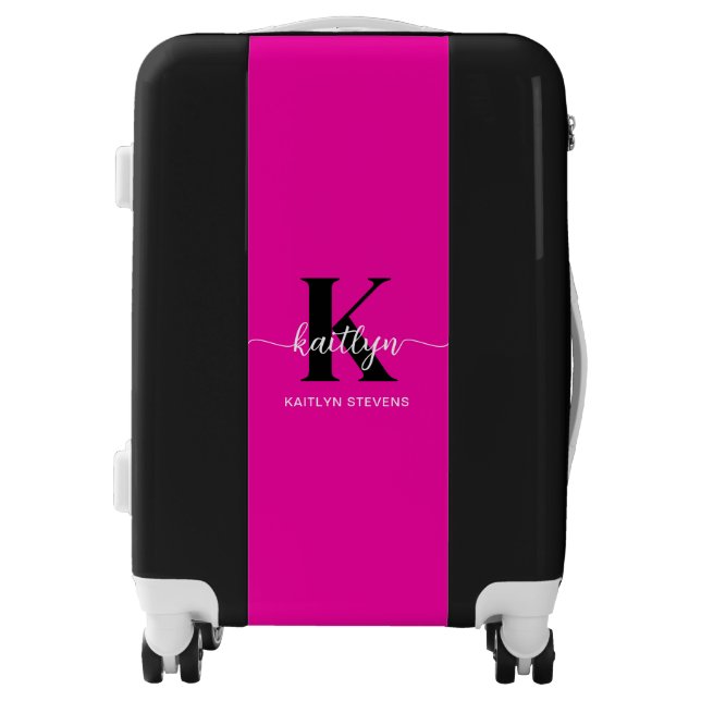 Hot Pink Black Monogram Luggage (Front)
