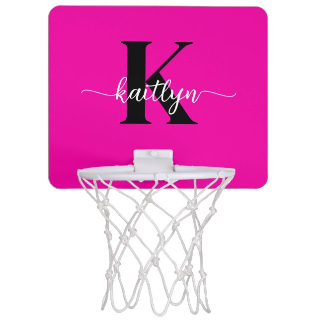 Hot Pink Black Monogram Mini Basketball Hoop (Front)