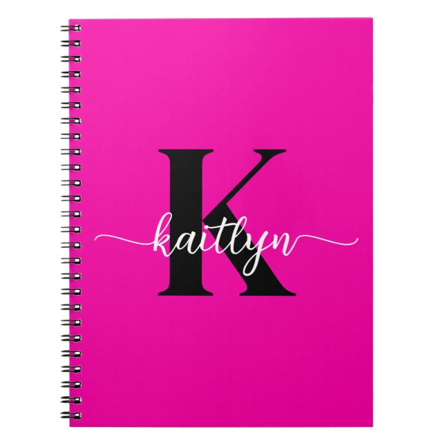 Hot Pink Black Monogram Notebook (Front)