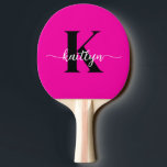Hot Pink Black Monogram Ping Pong Paddle<br><div class="desc">This simple,  elegant hot pink ping pong paddle with your first name in a trendy script font in white and your first initial in a modern cap font in black is perfect for you.  It's stylish and trendy and yet very classic. It's unique - like you!</div>