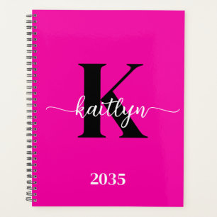 Hot Pink Black Monogram Planner