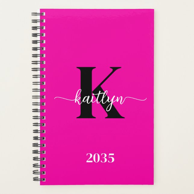 Hot Pink Black Monogram Planner (Front)