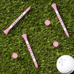 Hot Pink Black Name Golf Tees
