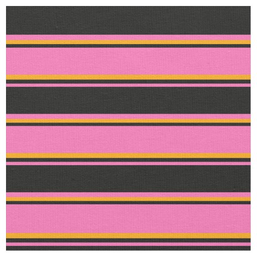 Hot Pink, Black & Orange Colored Lines Pattern Fabric