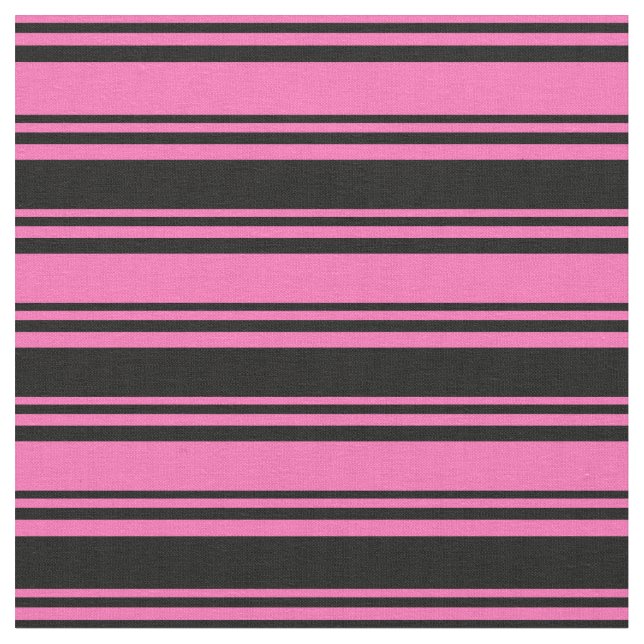 Hot Pink & Black Pattern of Stripes Fabric (Close Up)