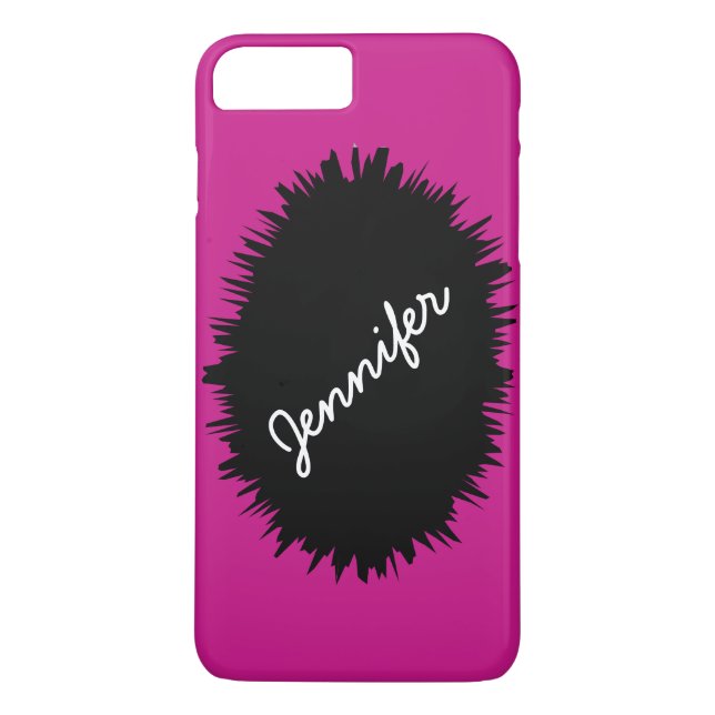 Hot Pink & Black, Personalized Name, Exciting Case-Mate iPhone Case (Back)