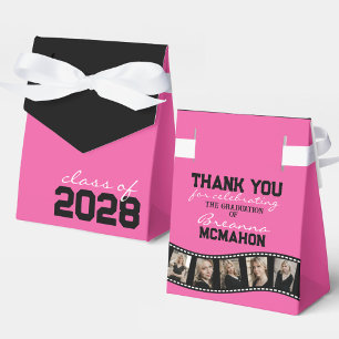Hot Pink & Black Photo Collage Filmstrip Favor Box