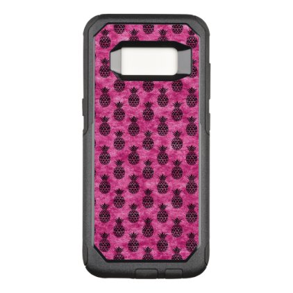 Hot Pink &amp; Black Pineapple Tropical Summer Pattern OtterBox Commuter Samsung Galaxy S8 Case