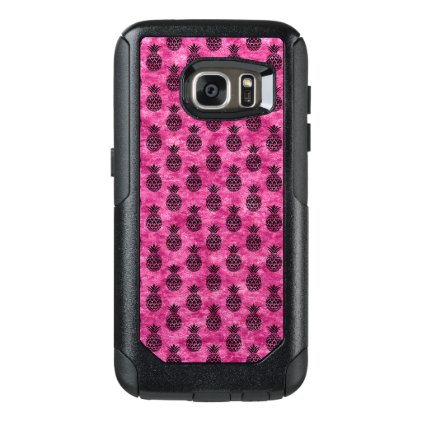 Hot Pink &amp; Black Pineapple Tropical Summer Pattern OtterBox Samsung Galaxy S7 Case