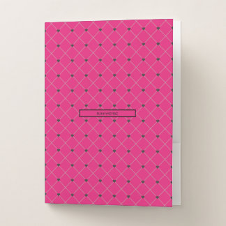 Hot Pink Black Plaid with Company Business Name Pocket Folder