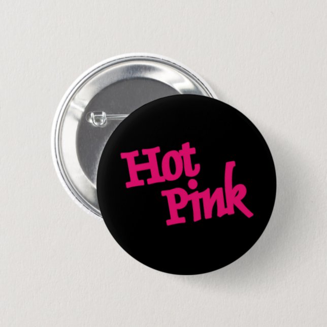 Hot Pink black round button (Front & Back)