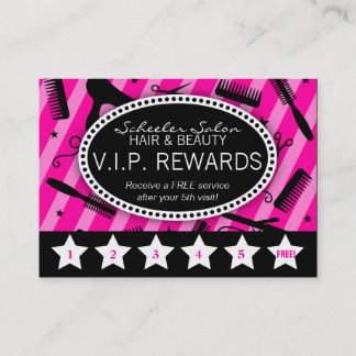 Hot Pink & Black Salon Loyalty Card