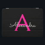 Hot Pink Black Script Girly Monogram Name<br><div class="desc">Black and Hot Pink Simple Script Monogram Name Laptop Case. This makes the perfect sweet 16 birthday,  wedding,  bridal shower,  anniversary,  baby shower or bachelorette party gift for someone that loves glam luxury and chic styles.</div>