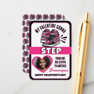 Hot Pink/Black Sneaker Photo Classroom Valentine Enclosure Card