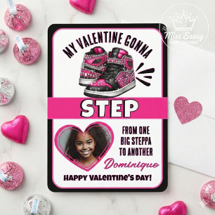 Hot Pink/Black Sneaker Photo Classroom Valentine Enclosure Card