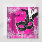 Hot Pink Black Snowflake Sweet 16 Masquerade Party