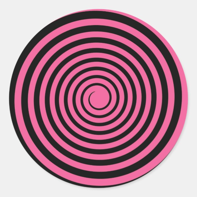 Hot Pink & Black Spiral Customized Template Classic Round Sticker (Front)