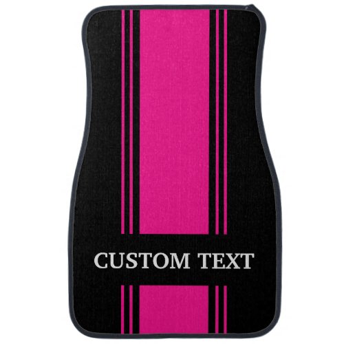 Hot Pink Black Stripe Custom Personalized Name Car Car Floor Mat