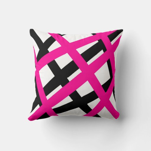 Hot Pink Black Stripe Geometric Throw Pillow Zazzle