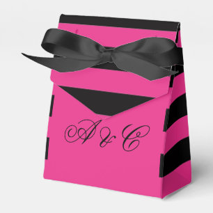 Hot Pink & Black Stripes Party Favor Bags Boxes