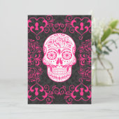 Hot Pink Black Sugar Skull Roses Gothic Grunge (Standing Front)