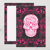 Hot Pink Black Sugar Skull Roses Gothic Grunge (Front/Back)