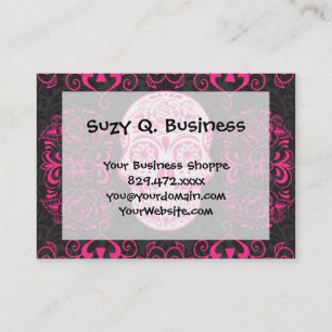 Hot Pink Black Sugar Skull Roses Gothic Grunge Business Card