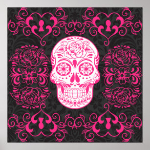 black and pink skull wallpaper