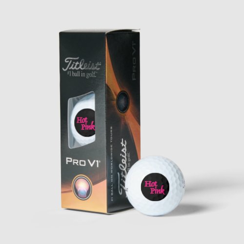 Hot Pink Black Titleist Pro VI golf balls 3 pk