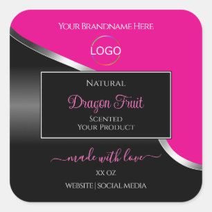 Hot Pink Black Wavy Silver and Logo Product Labels